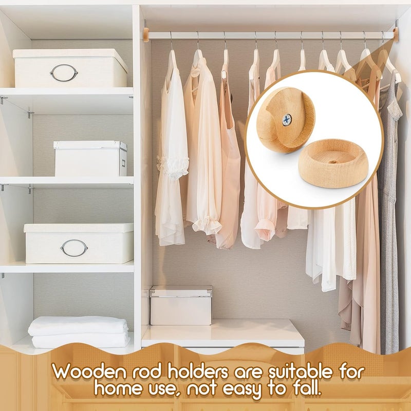 Yookeer 6 Pack Wooden Closet Pole Sockets Closet Pole Holder Closet Rod Holders Closet Pole Socket for Wardrobe Hallway Bathroom Curtain Clothing Store, 1-3/8" Pole - Image 5